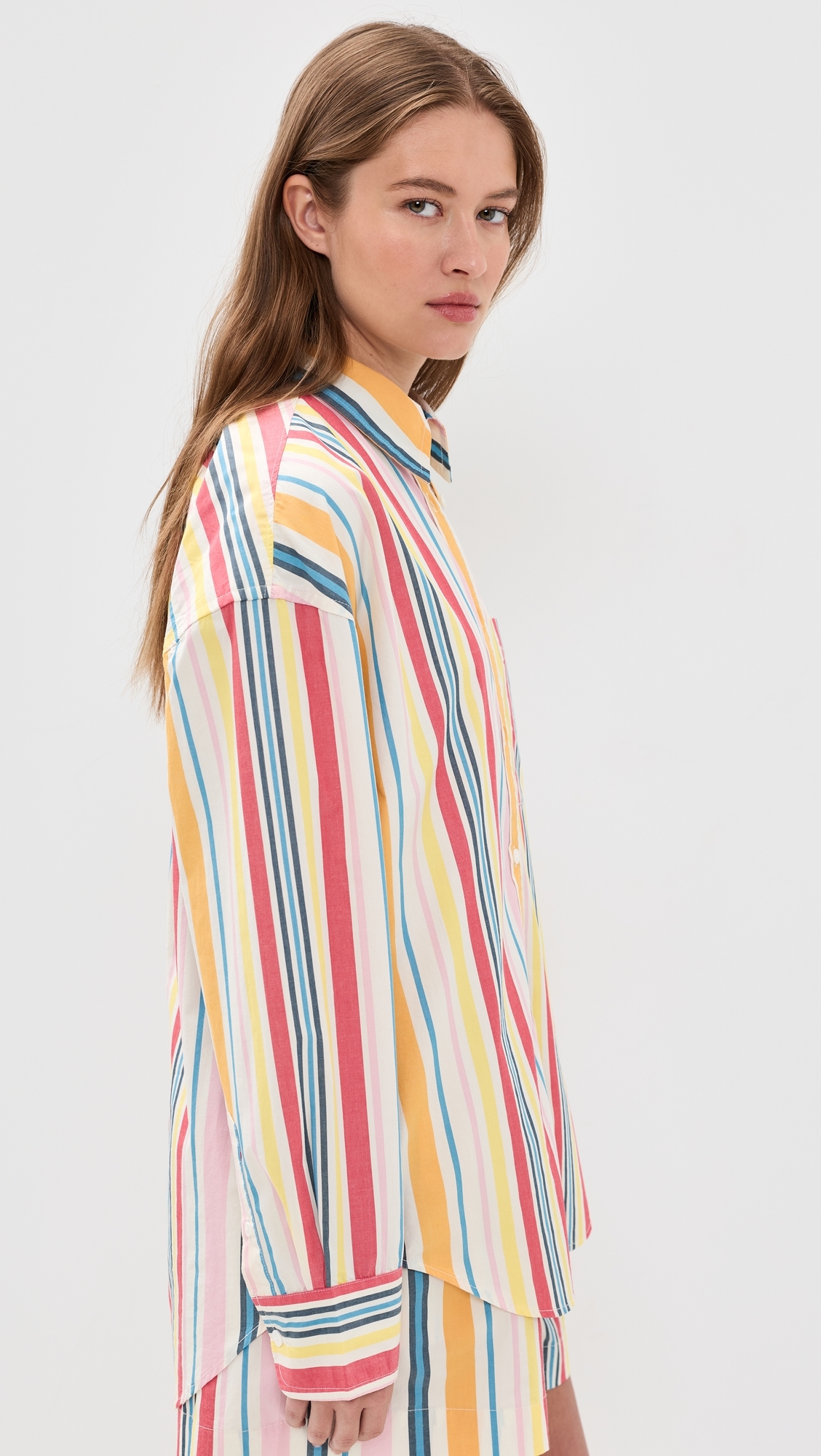 Coastal Poplin Relaxed Button Down Shirt Sunset Parade