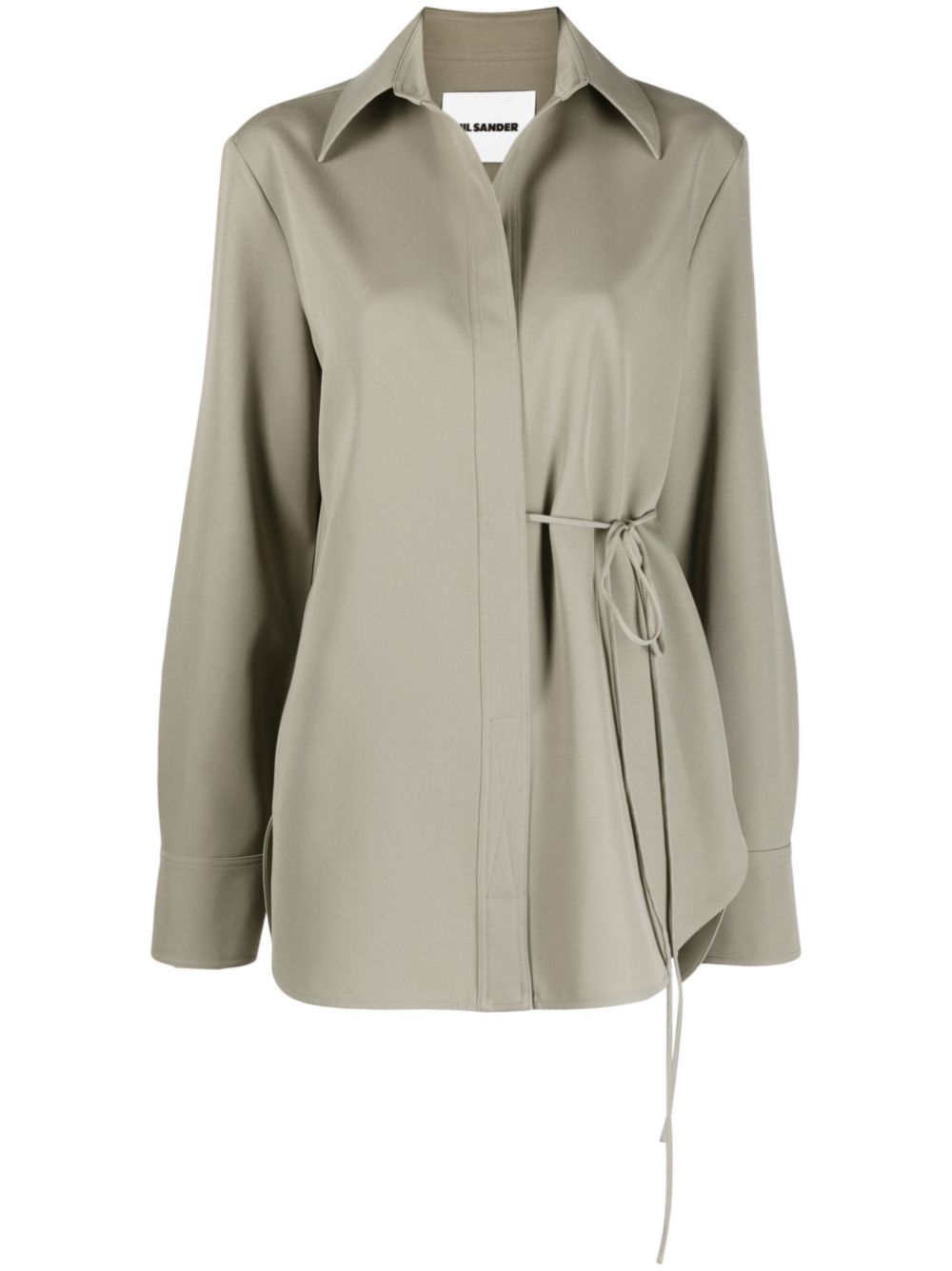 Self-tie wool shirt - Green