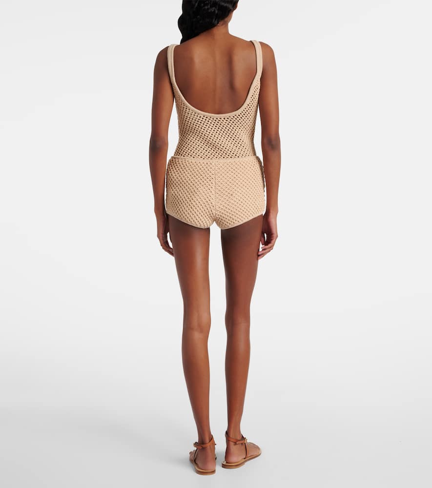 Crochet cotton-blend shorts
