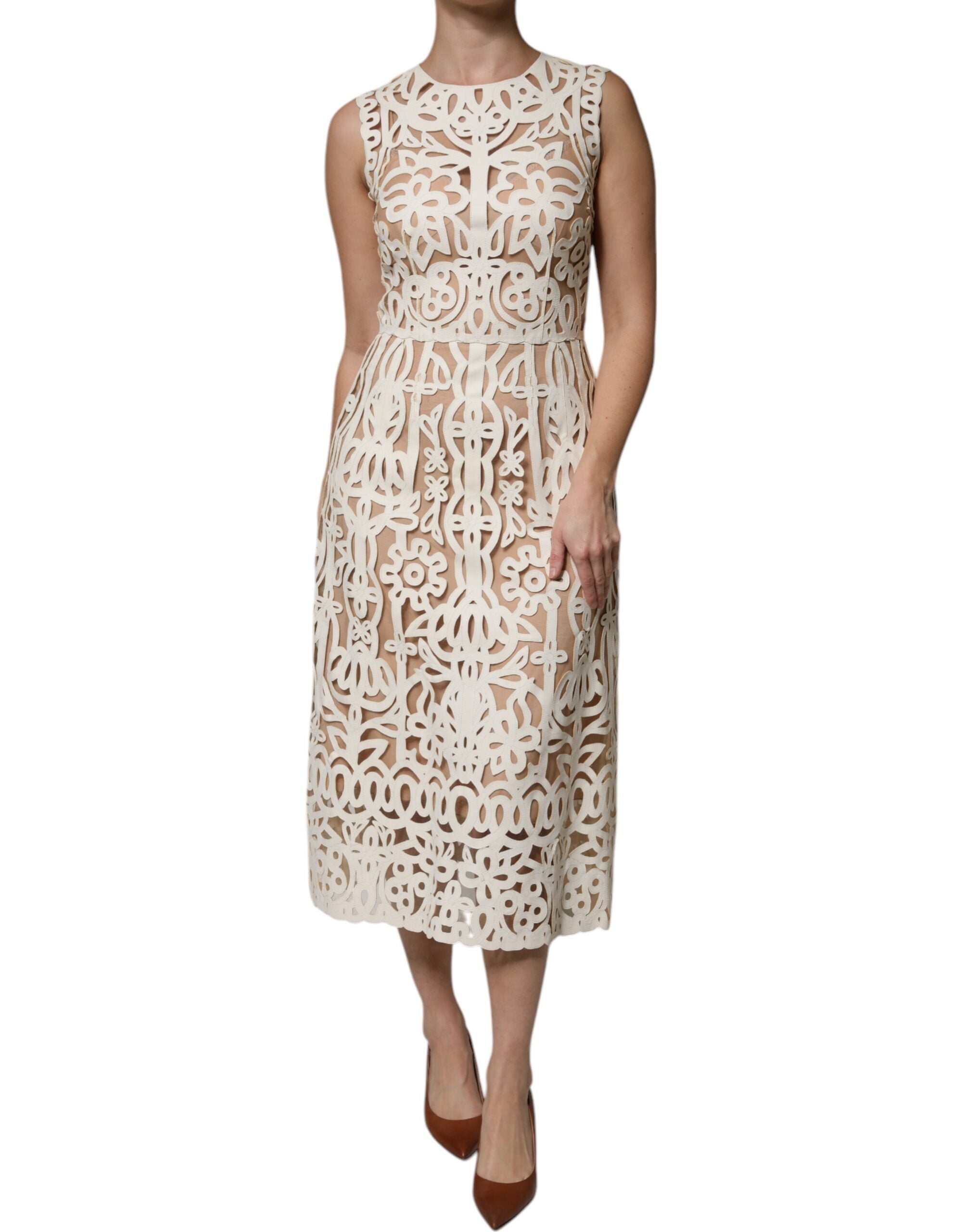 Cut-Out Leather Dress — White