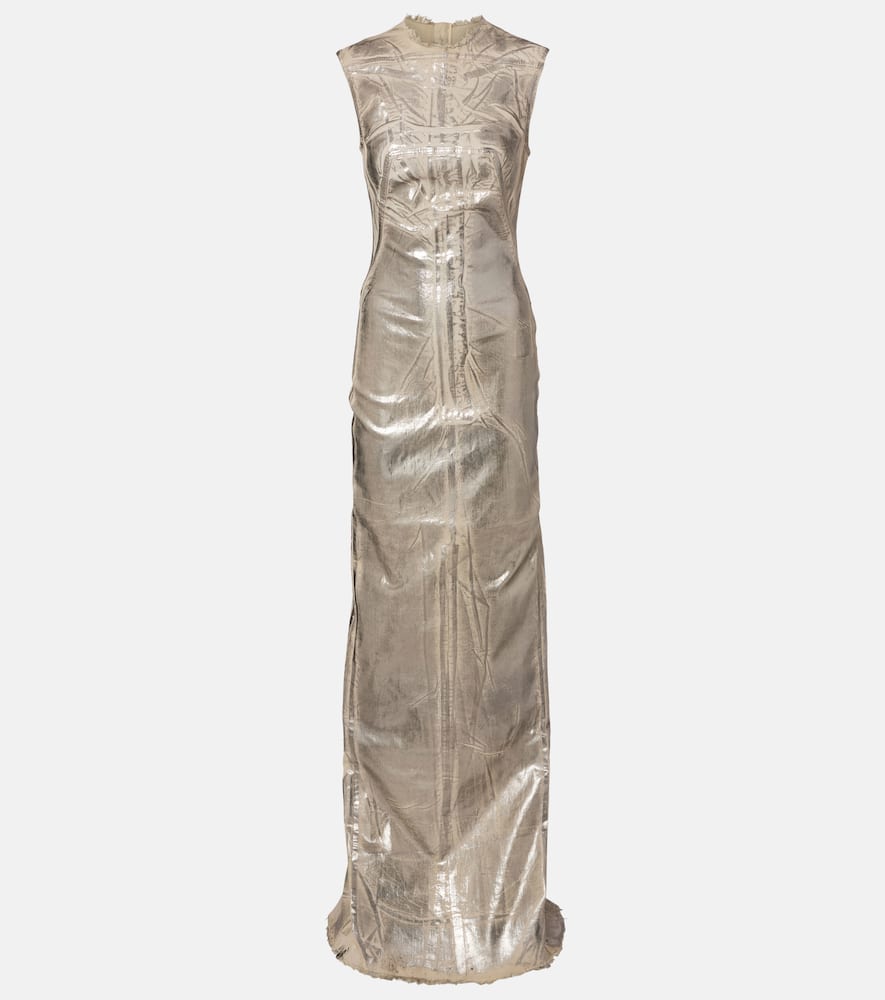 Coated denim maxi dress