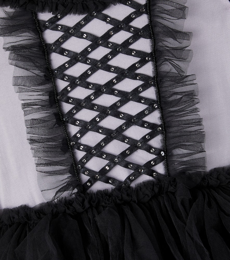 Witching Hour velvet-trimmed tulle dress