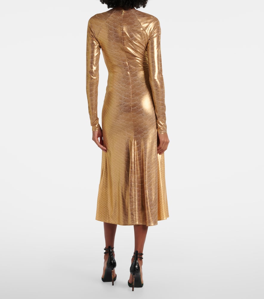 Embellished snake-print midi dress