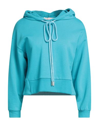 Woman Sweatshirt Turquoise Size 6 Cotton, Elastane