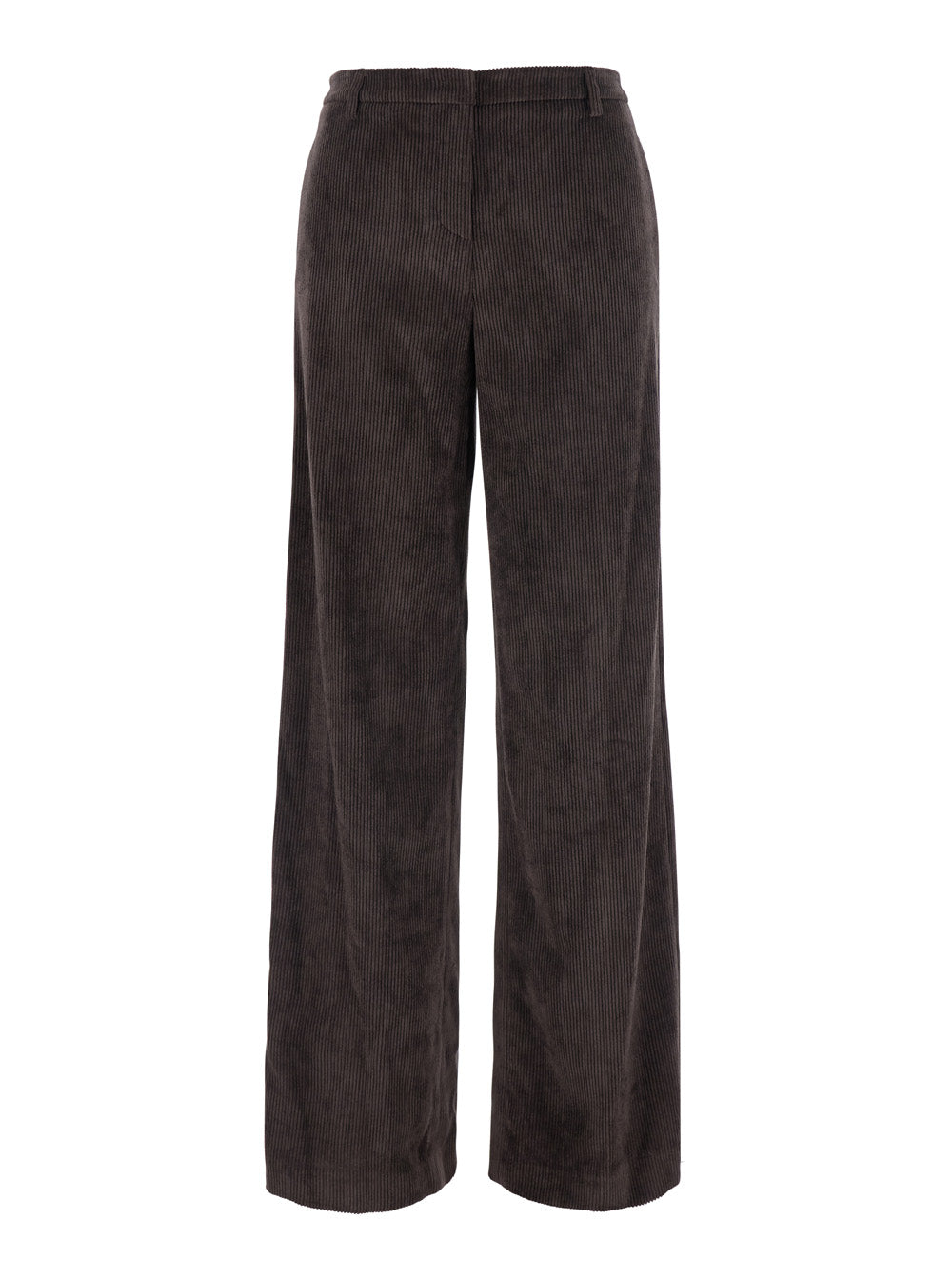 Ribbed Tech Fabric Trousers — Brown
