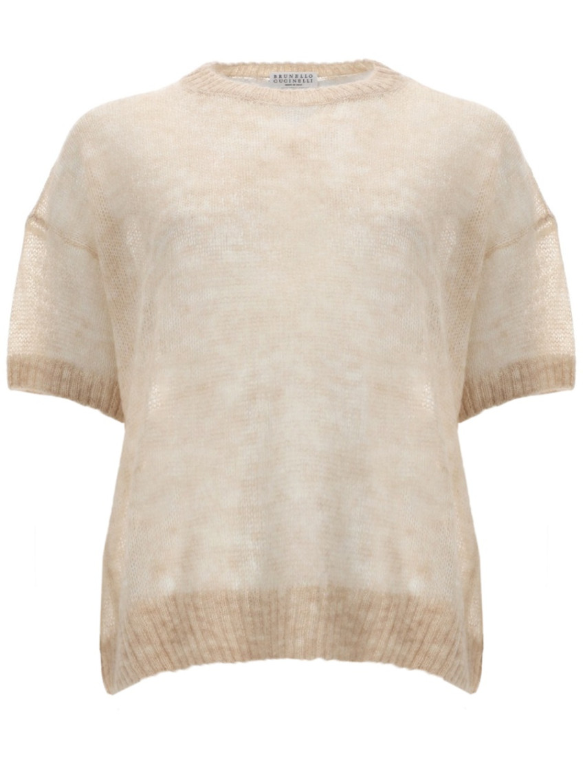 White Knitted Crew Neck Sweater