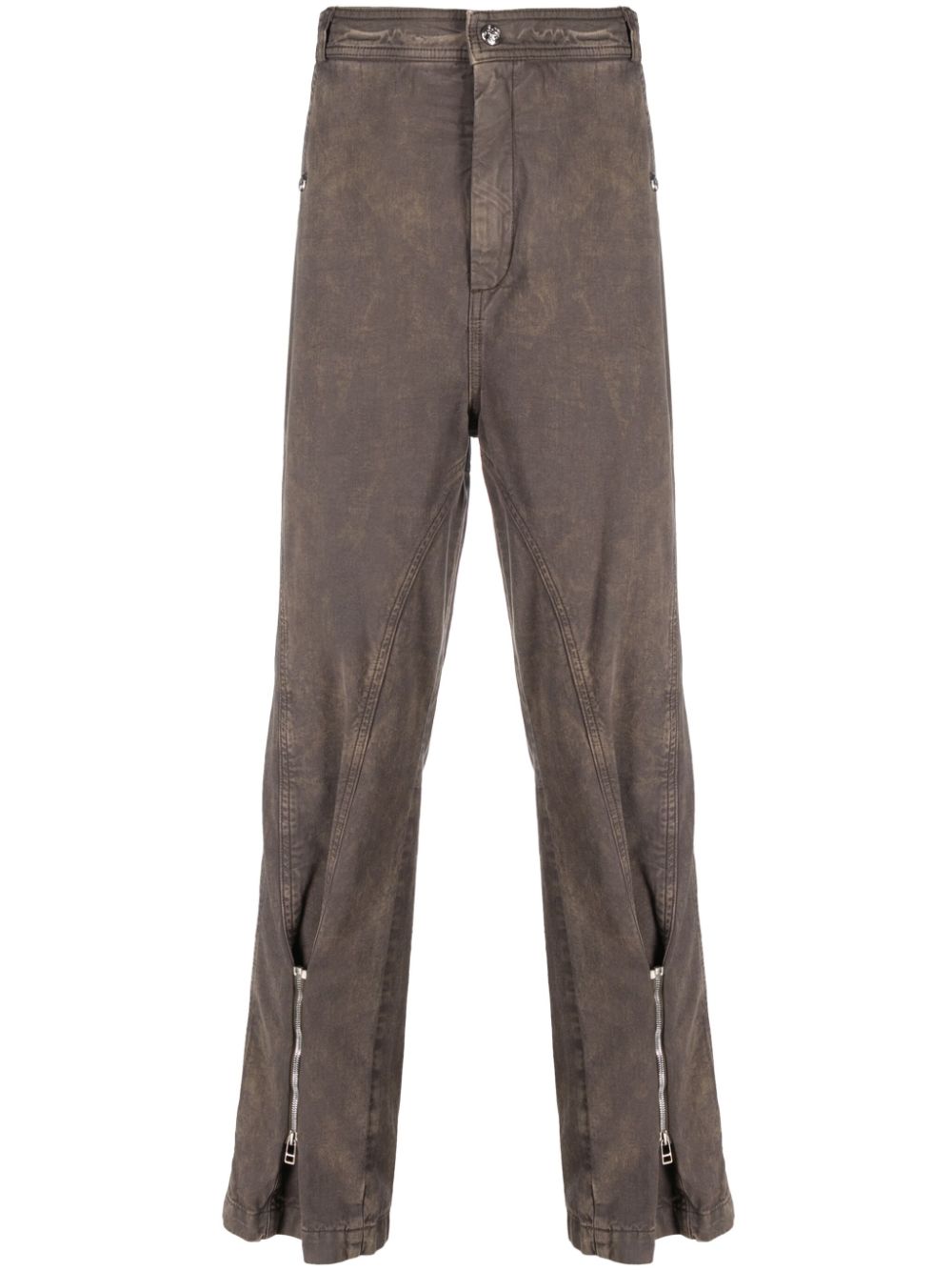 Zip-detail straight-leg jeans - Neutrals