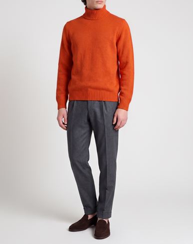 Man Turtleneck Orange Size S Merino Wool