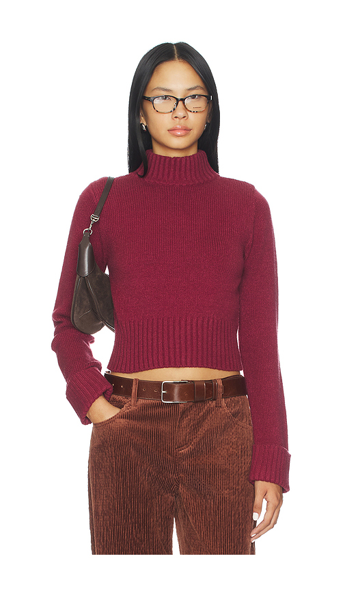 Frankies Bikinis Laurel Cloud Knit Turtleneck Sweater in Rosewood. S also in XS
