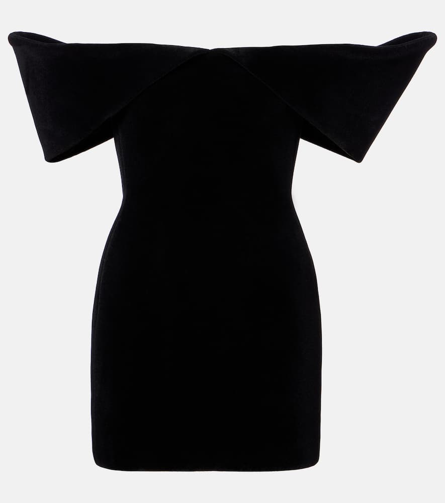 Off-shoulder velvet minidress