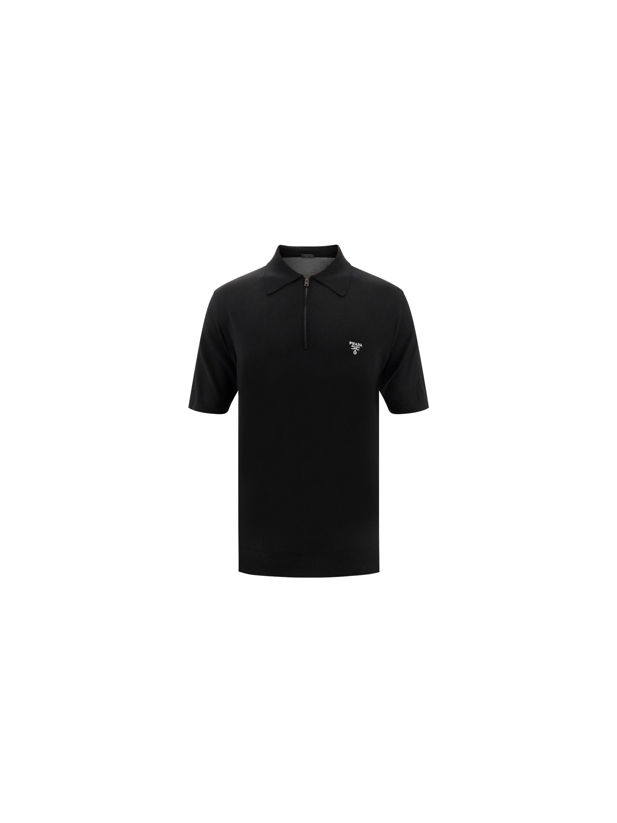 Virgin Wool Polo Shirt — Black