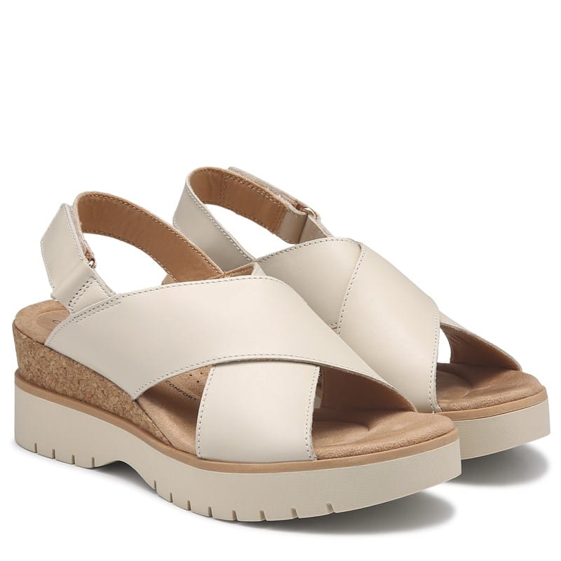 Women's Diaz Cross Wedge Sandals (Cream Leather)