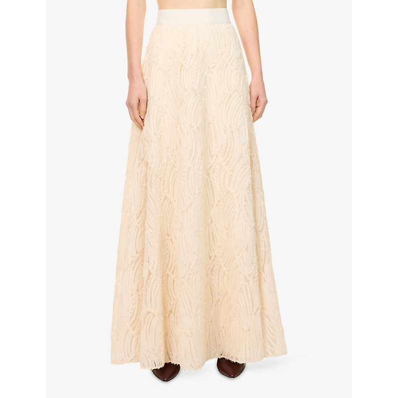 Womens Textured Tulle A-Line Woven Maxi Skirt