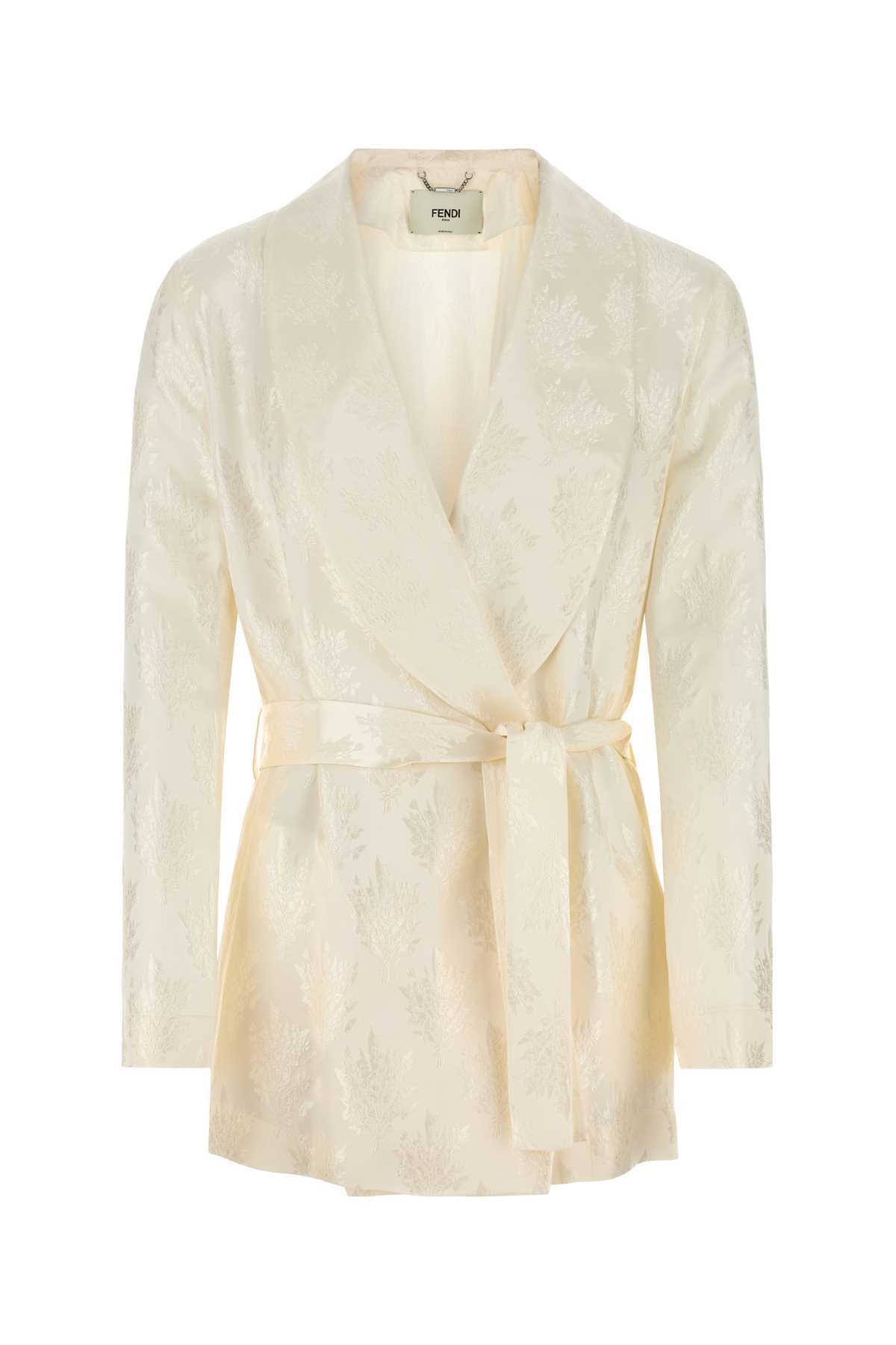 Silk Jacquard Jacket — White