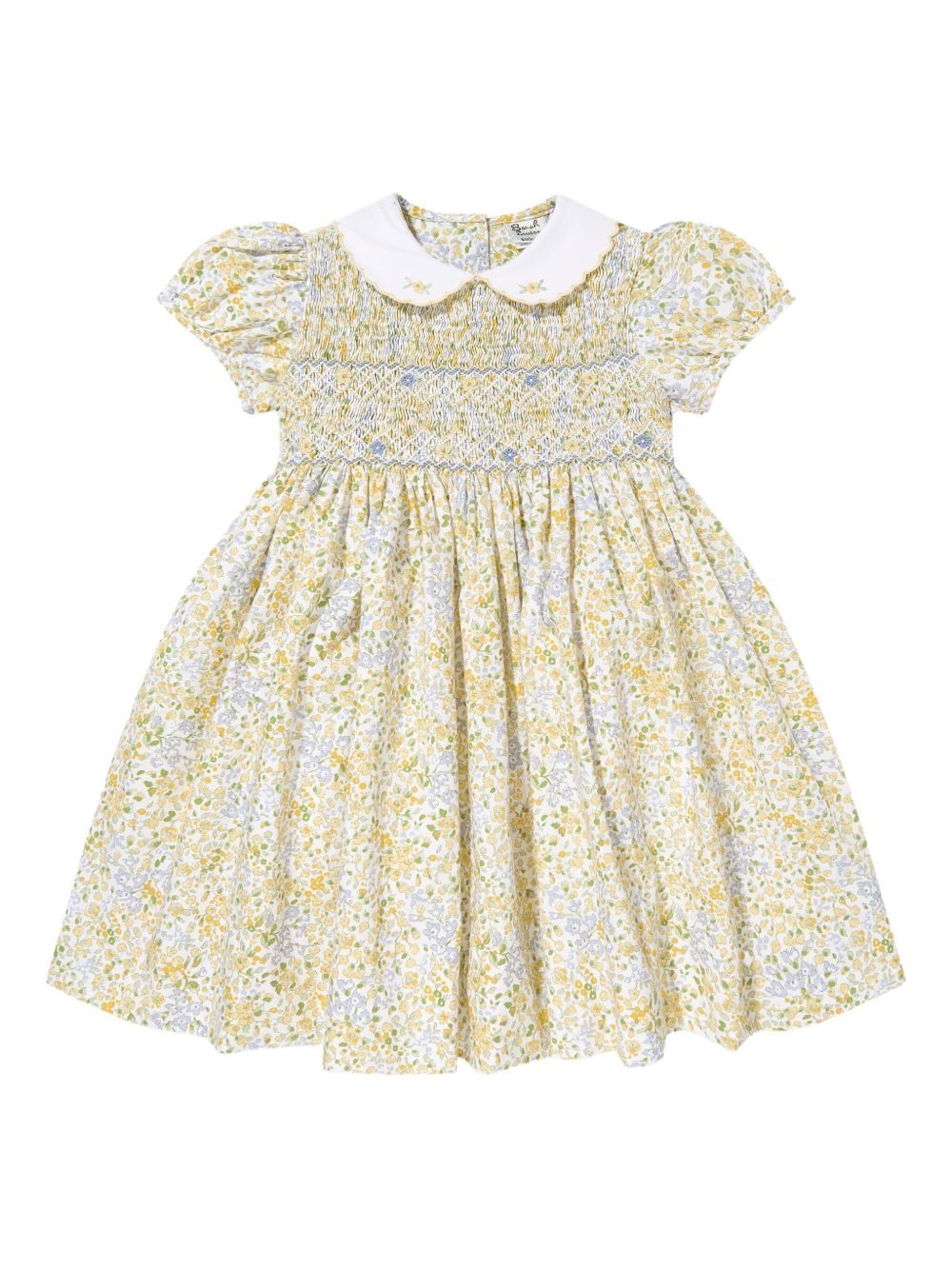 Floral-print smocked dress - Yellow