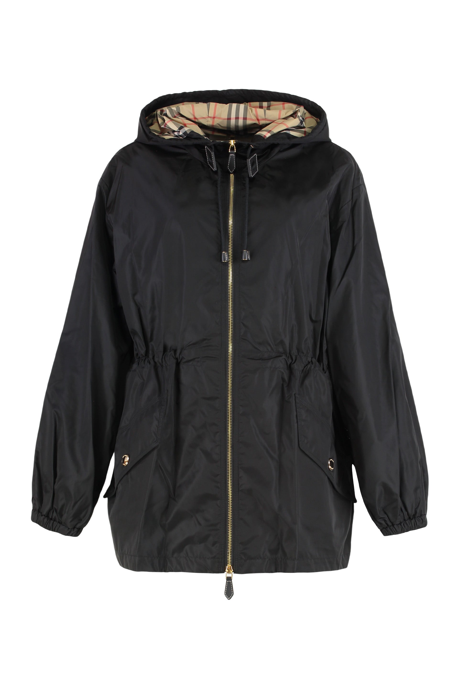 Check Nylon Hooded Jacket
