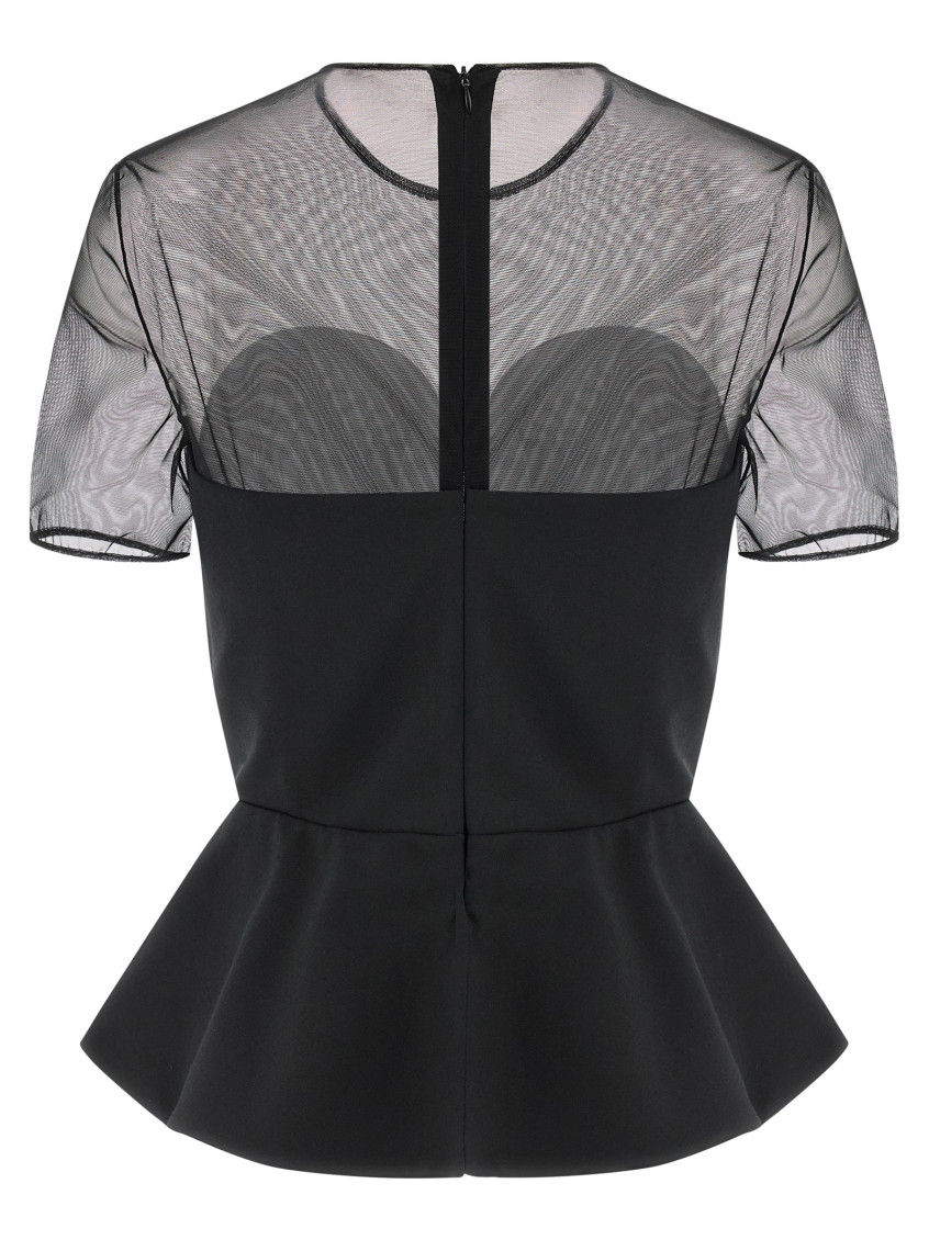 Tailored Bustier With Sheer Neckline Top