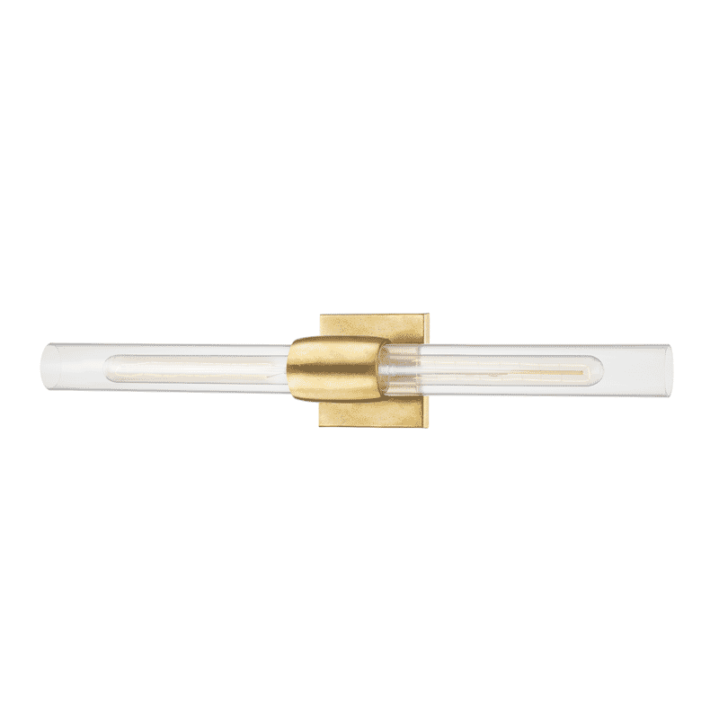 Aged Brass Two Light Wall Sconce from the Hogan Collection