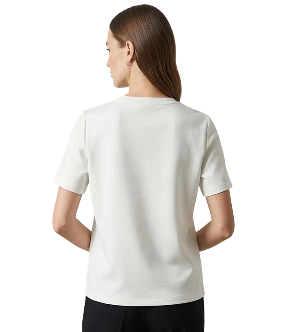 White Round Neck Logo T-shirt