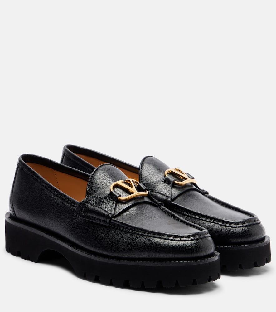 VLogo leather platform loafers