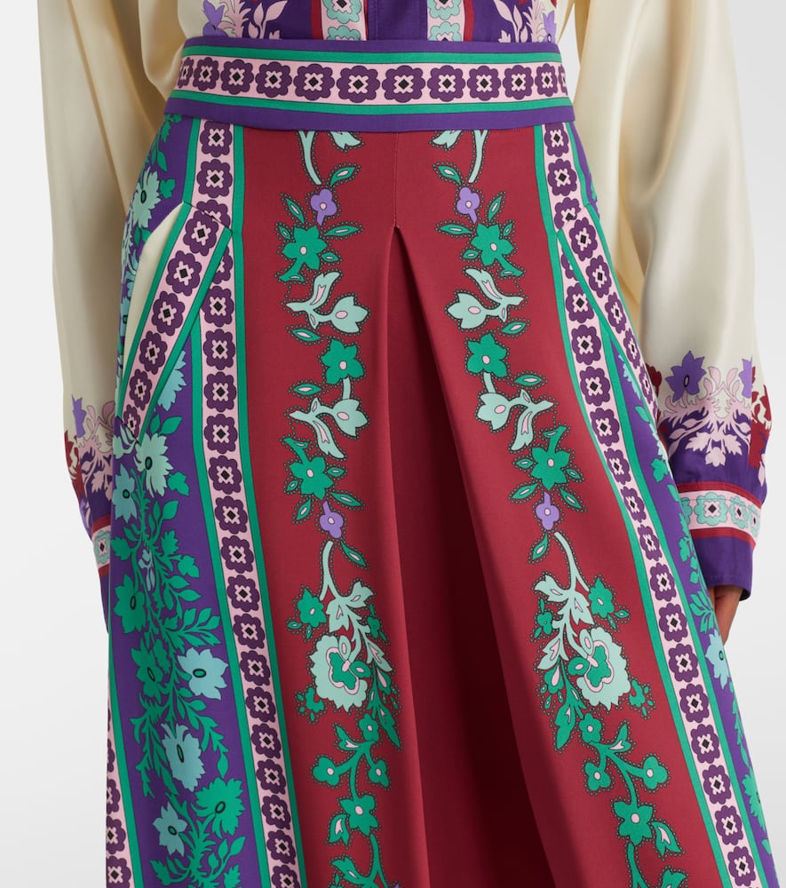 Santa Monica printed satin midi skirt