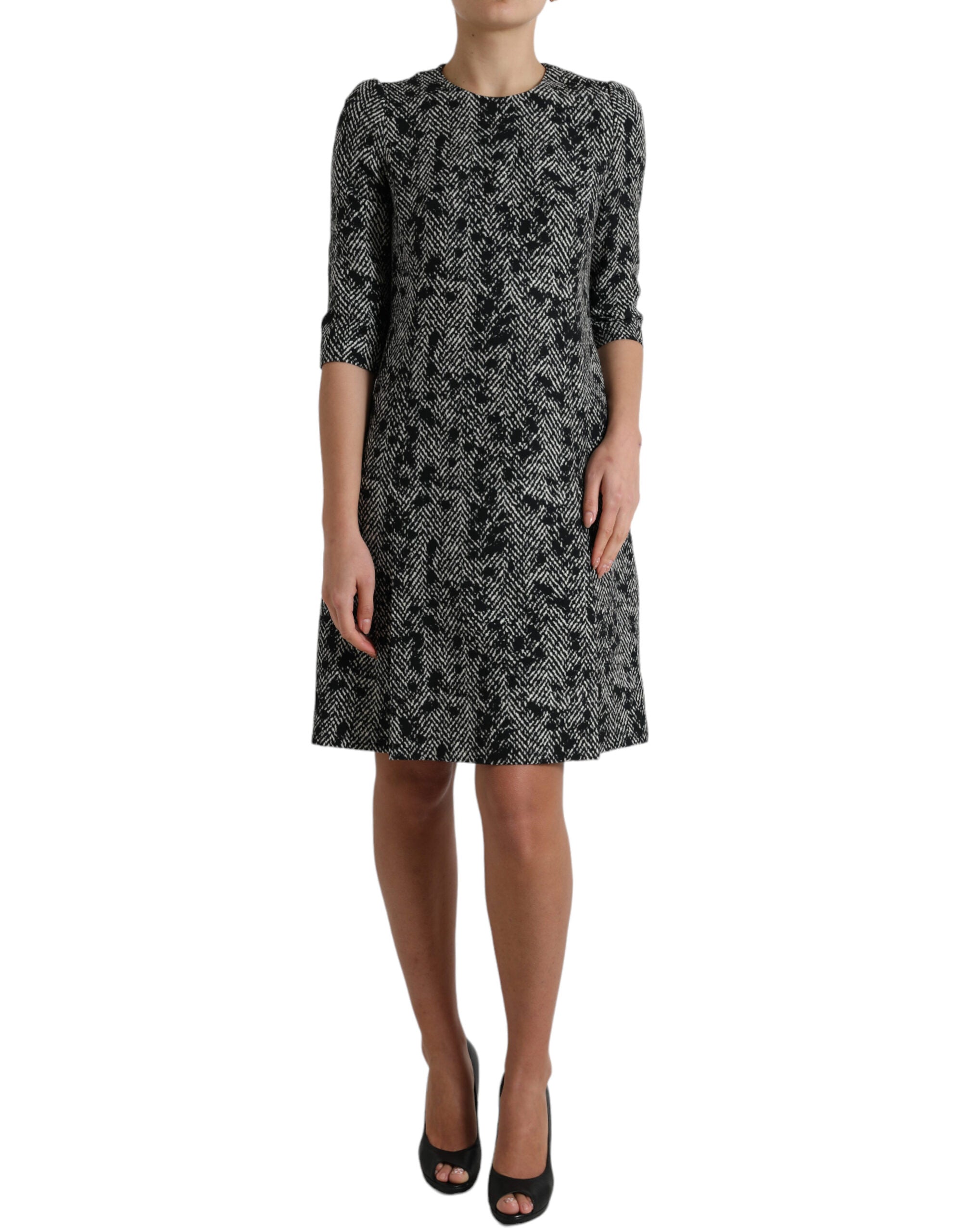 Chevron Jacquard Dress — Black