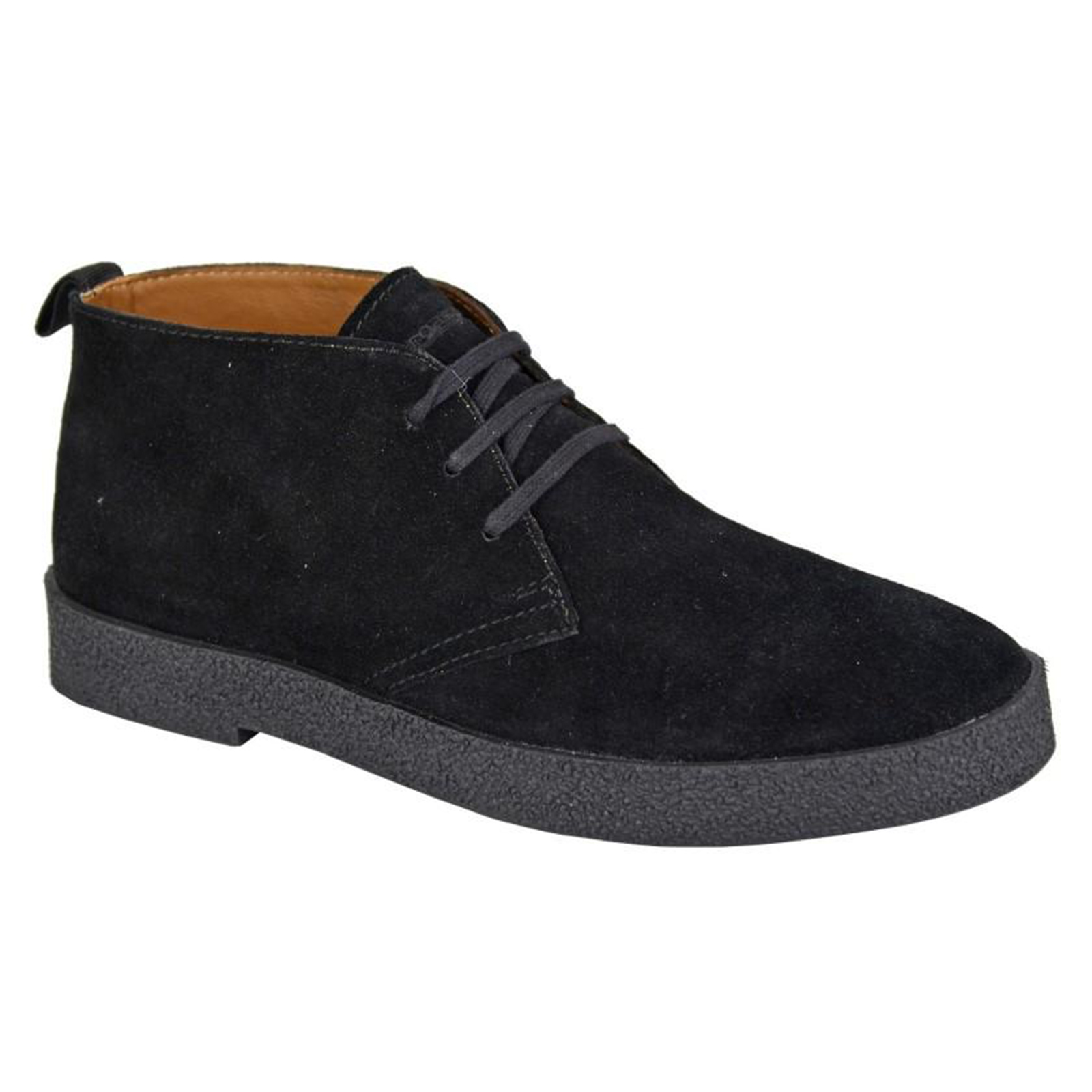 Roamers Revolver Mens Desert Boots - Black Suede