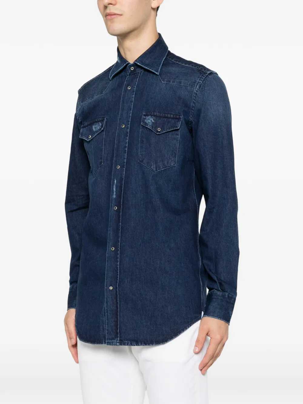 Sartorio Napoli Chemise en jean avec empiècement