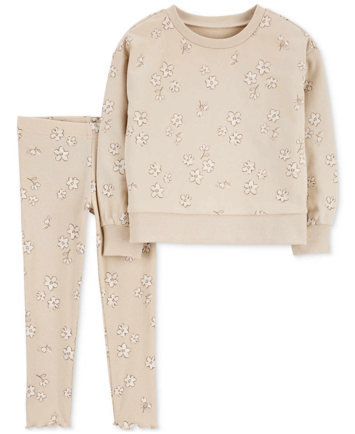 Baby Girls 2-Pc. Pullover Sweatshirt & Legging Set - Tan