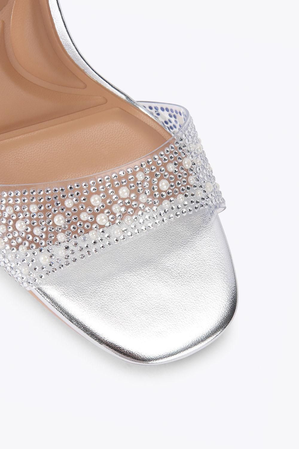 Carvela 'positano Vinyl Sandal' Heels In Silver