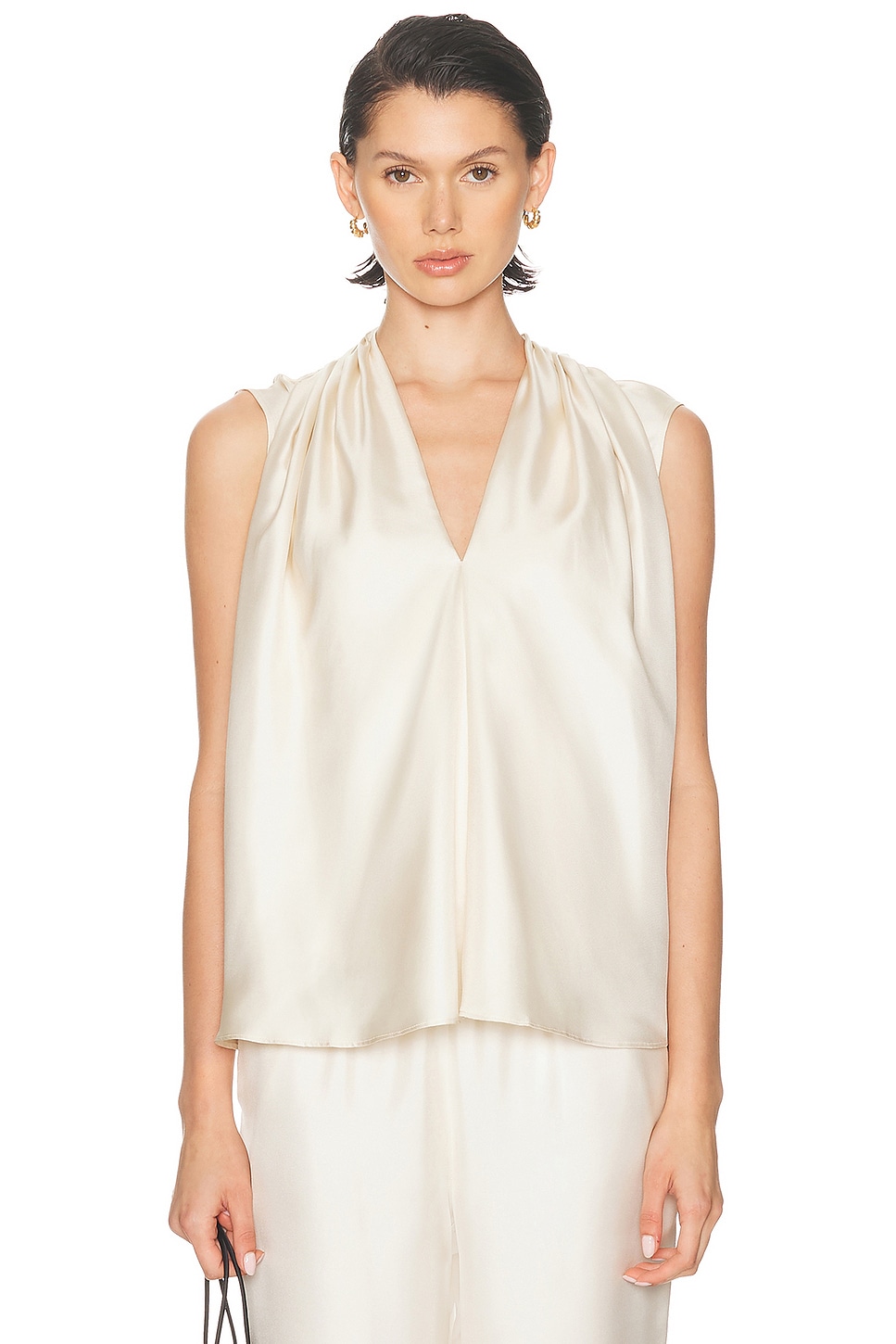 Loulou de Saison Sade Sleeveless Blouse in Ivory - Ivory.  XL also in XS, S