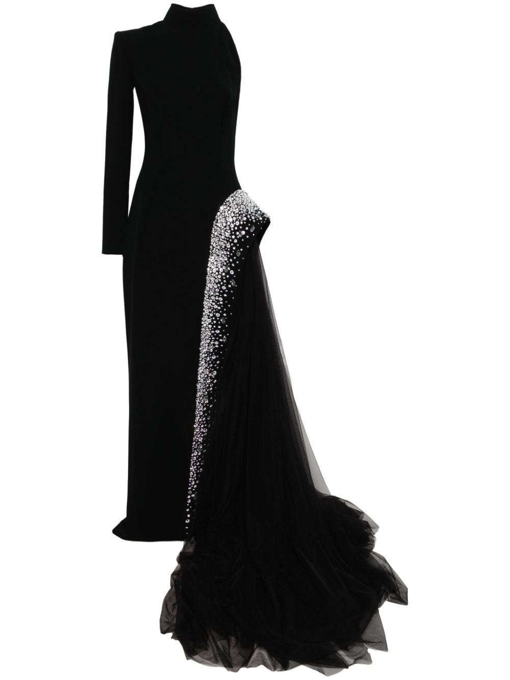 Crystal-embellished crepe dress - Black