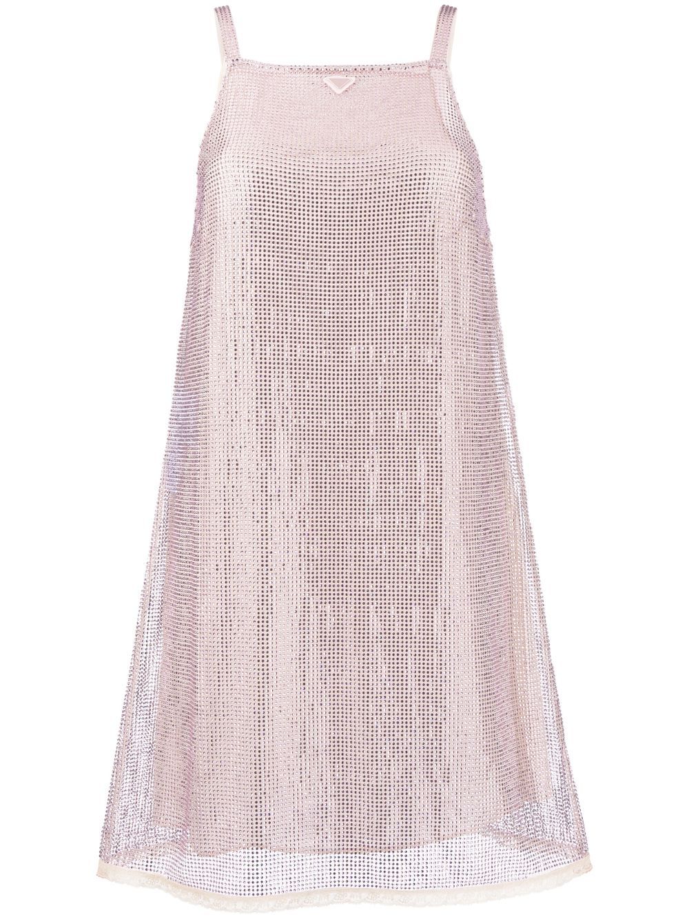 Rhinestone-embellished mesh minidress - Pink