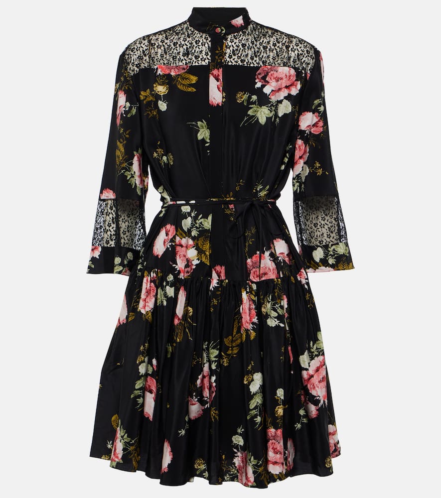 Floral silk crêpe de chine minidress