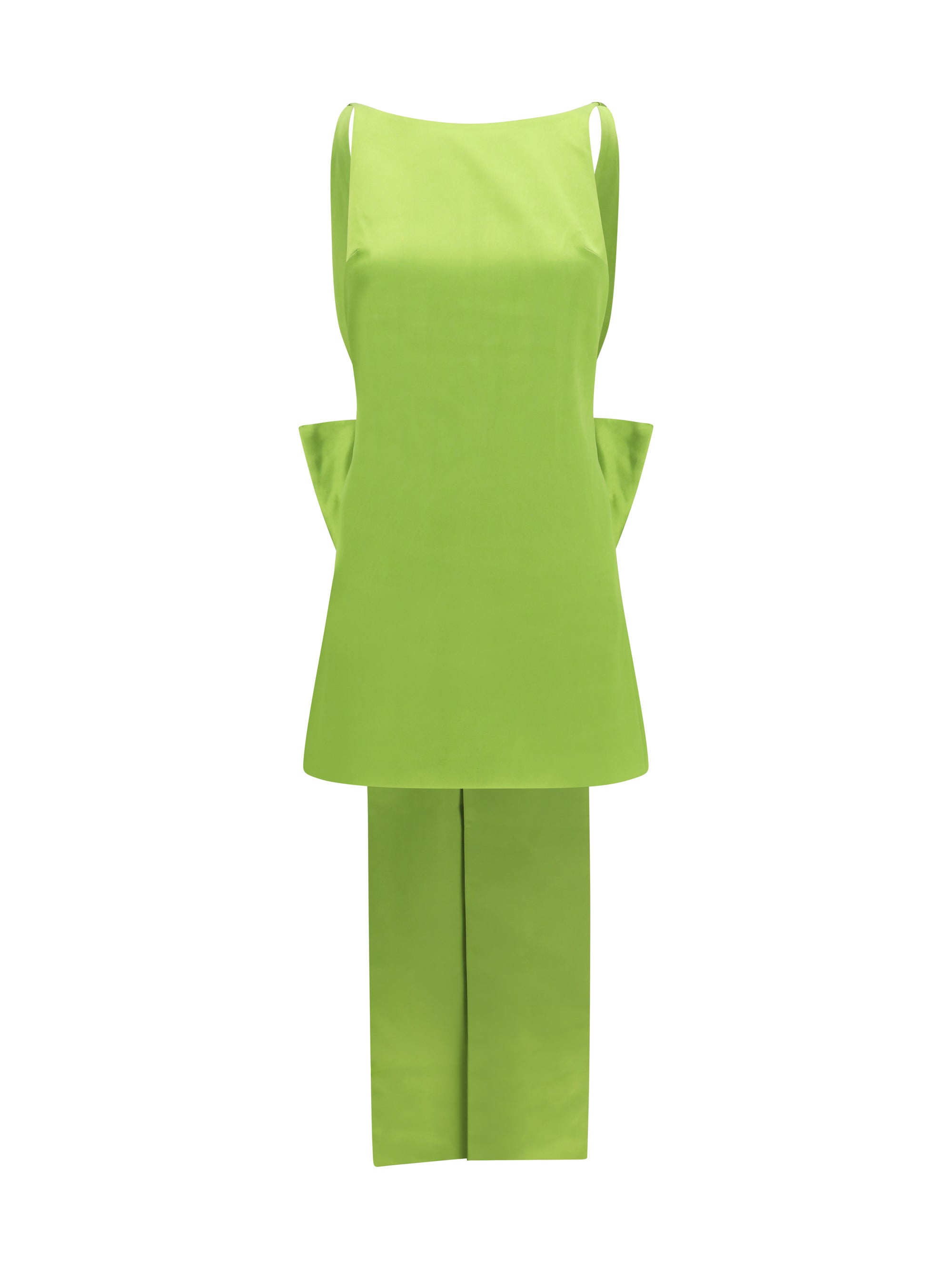 Satin Bow Mini Dress — Green