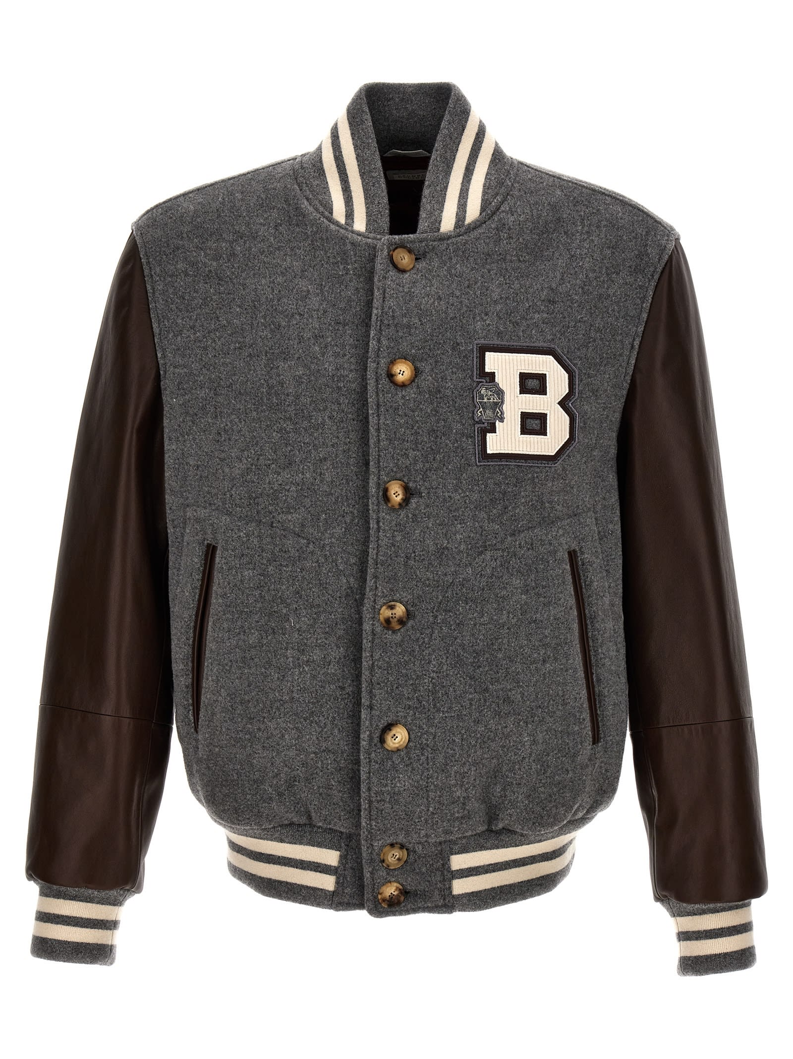Patch-lettering bomber jacket - Grey