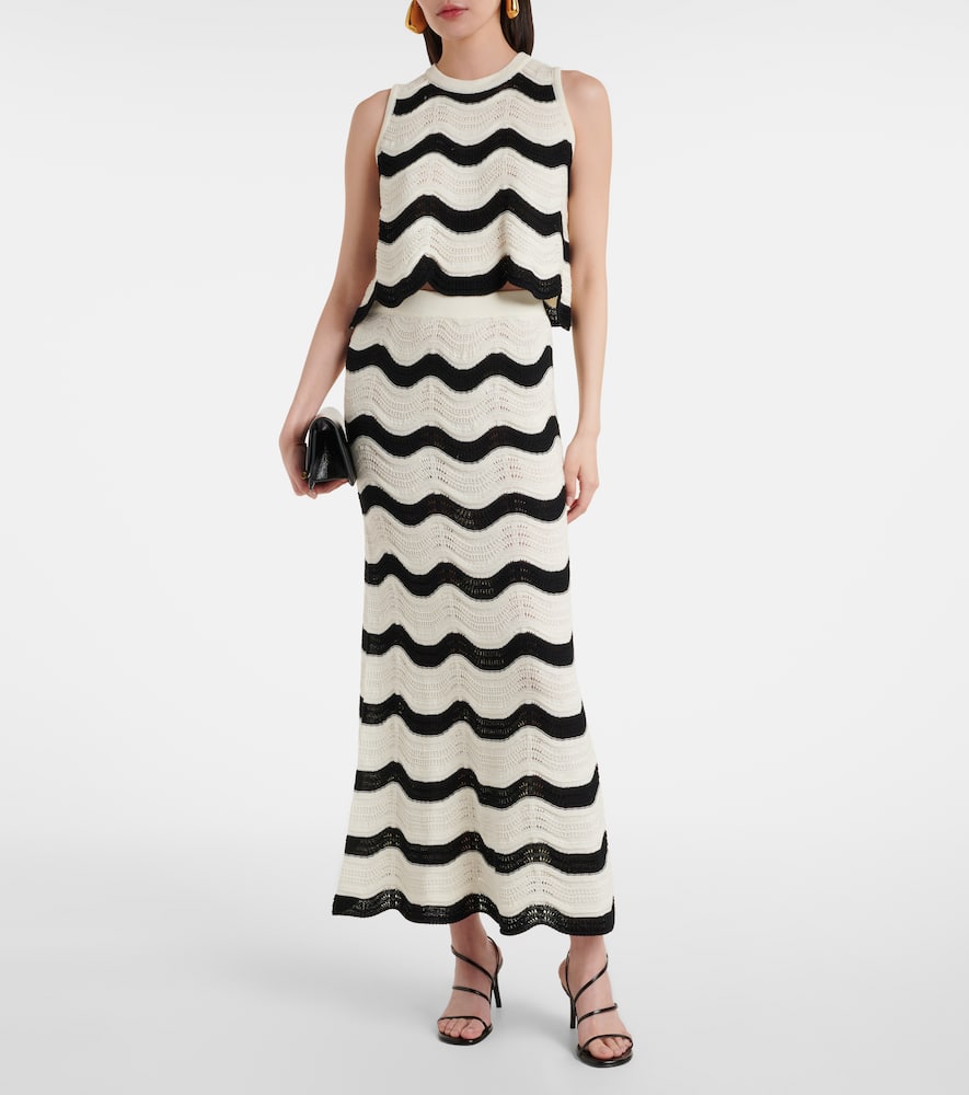 Chevron cotton crochet midi skirt