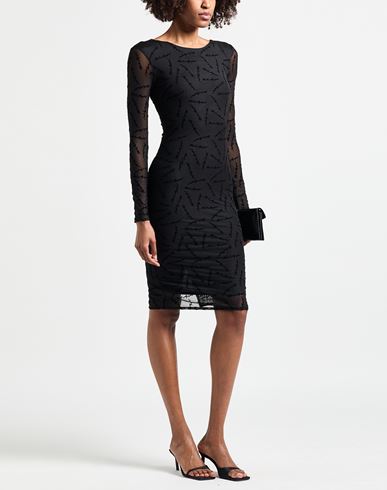 Woman Midi dress Black Size XL Polyester, Elastane