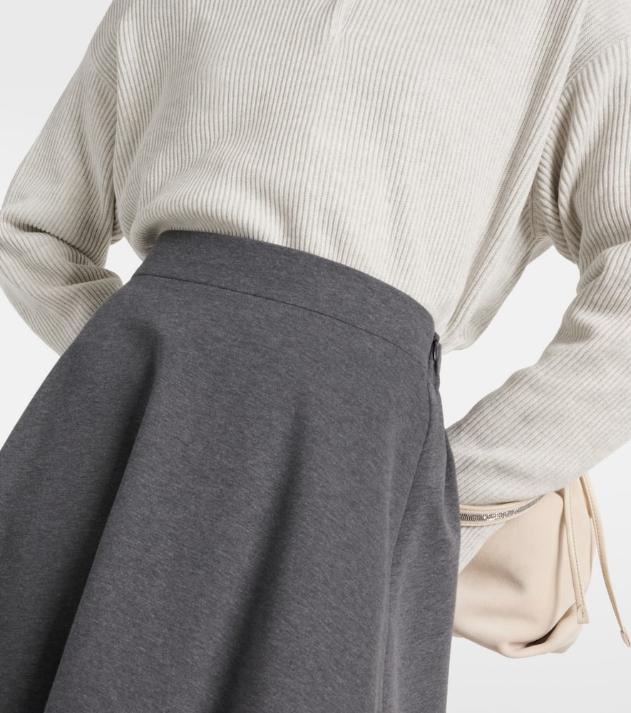 Cotton-blend midi skirt