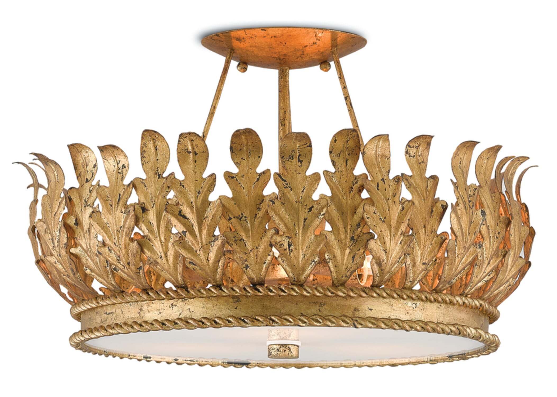 Gold Leaf Three Light Semi-Flush Mount from the Bunny Williams Collection