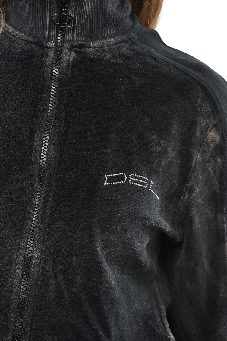 Track jacket in treated chenille