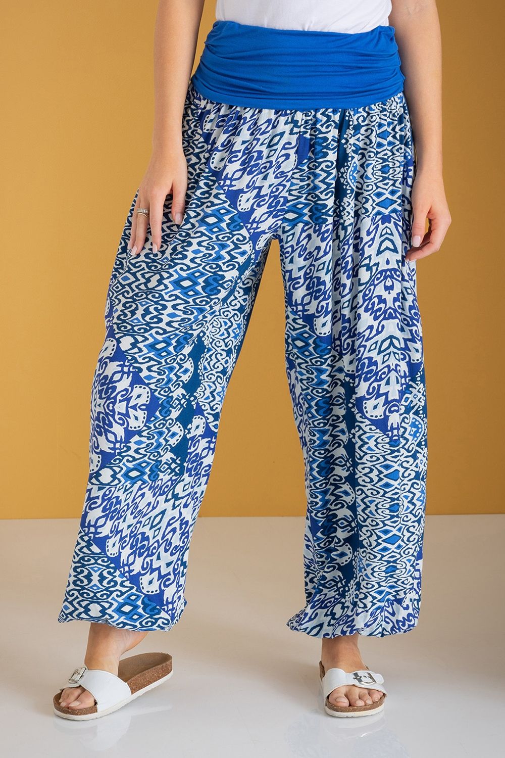 Klass. Women's Printed Harem Trousers in Black