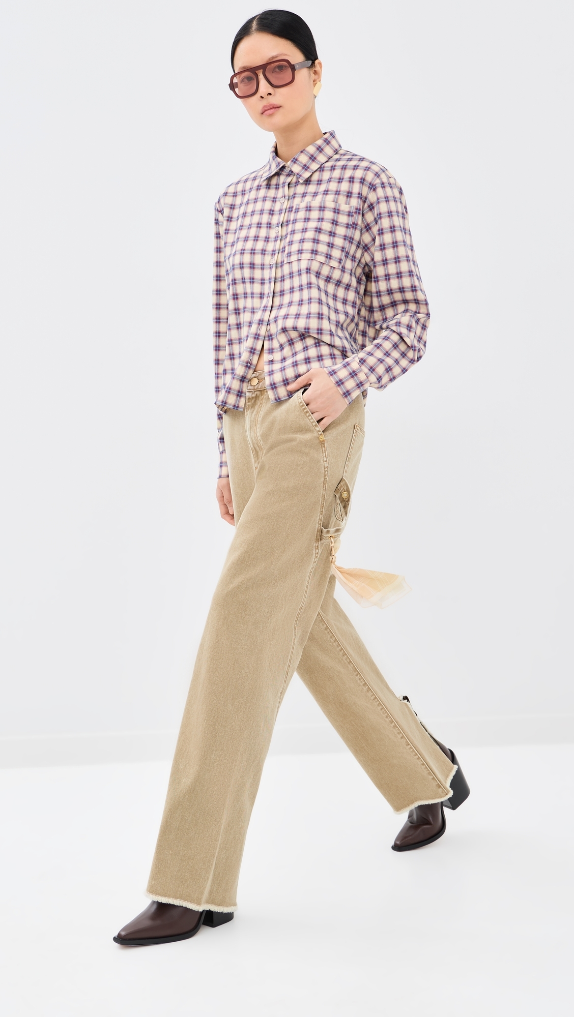 Sienna Loose Back Split Denim Jeans Camel