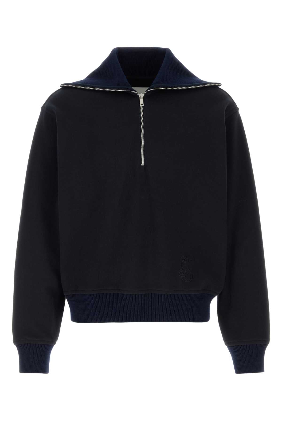 Half-Zip Cotton Sweater — Black