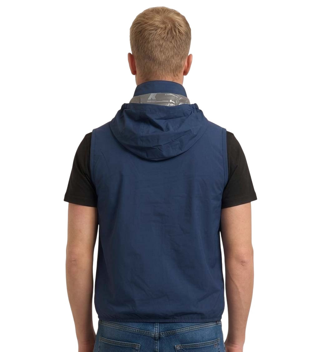 Blue Sleeveless Hood Jacket
