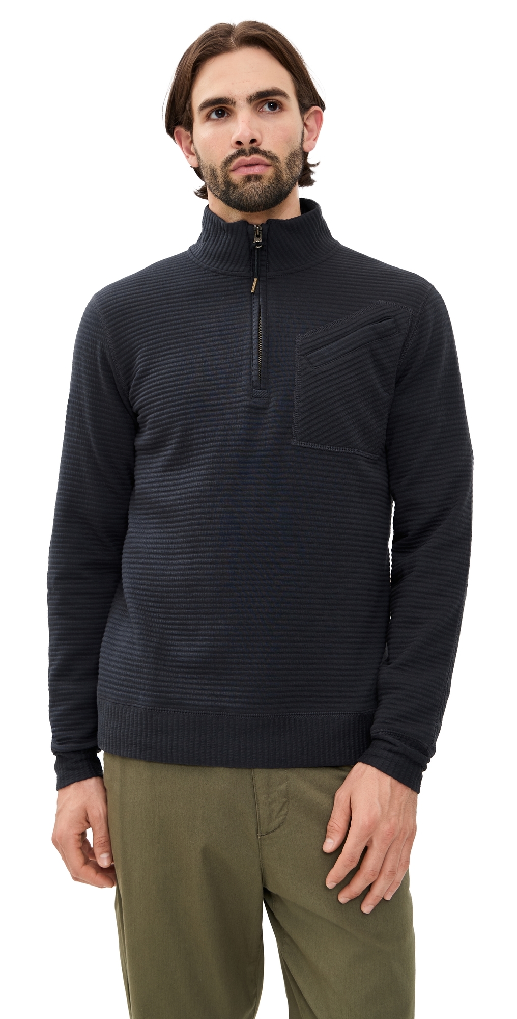 Quilted Half Zip Sweatshirt Dark Navy