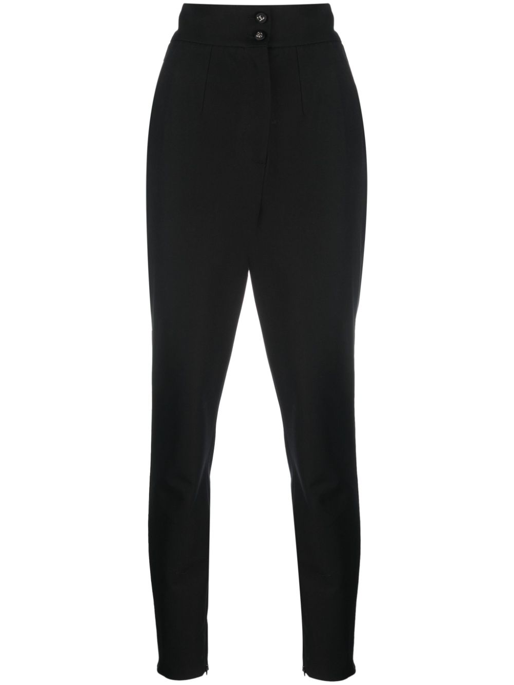 High-waist slim-cut trousers - Black