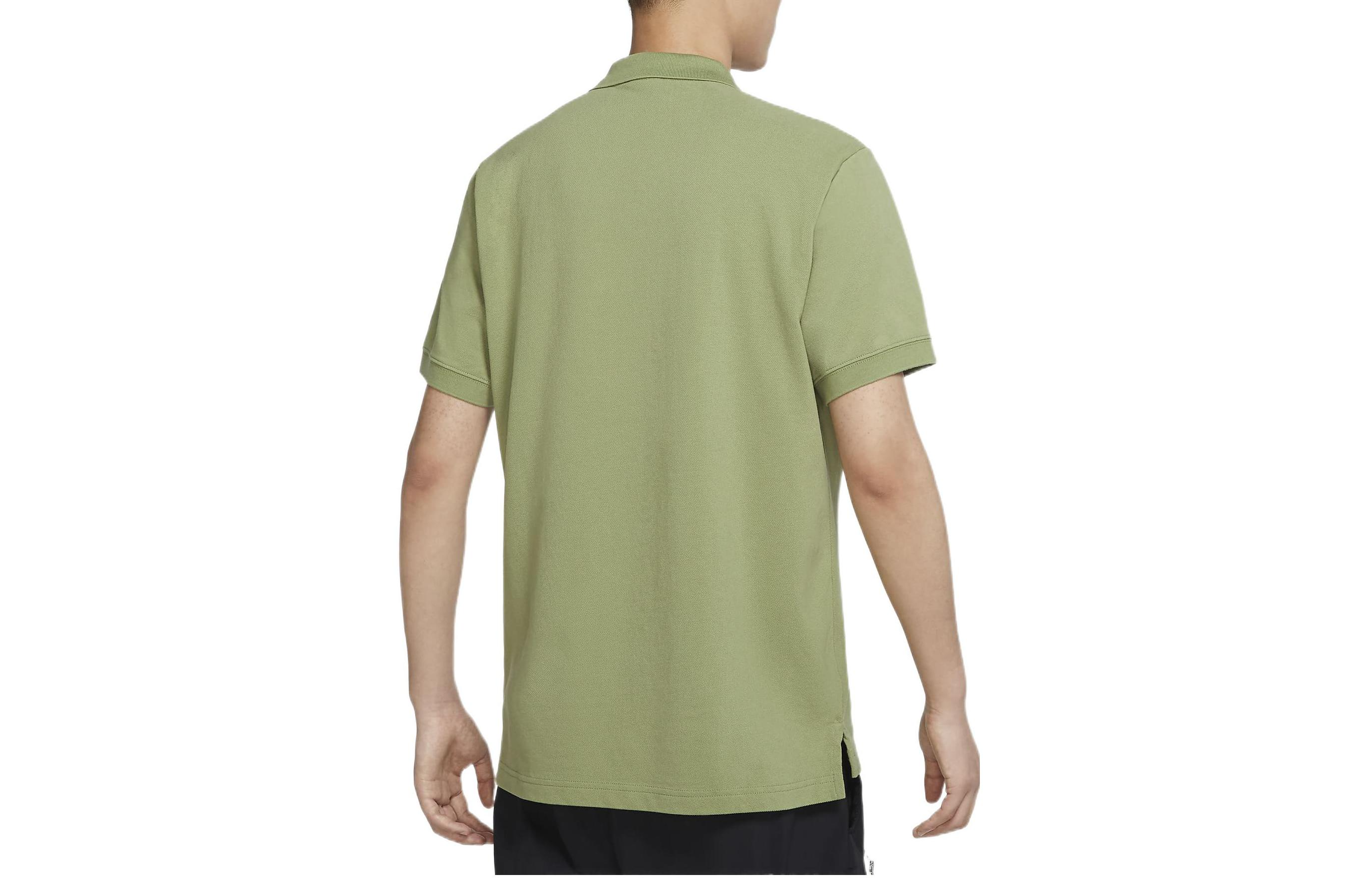 Sportswear Solid Color Logo Embroidered Short Sleeve Polo Shirt Green