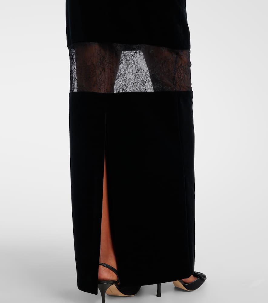 Velvet and lace gown