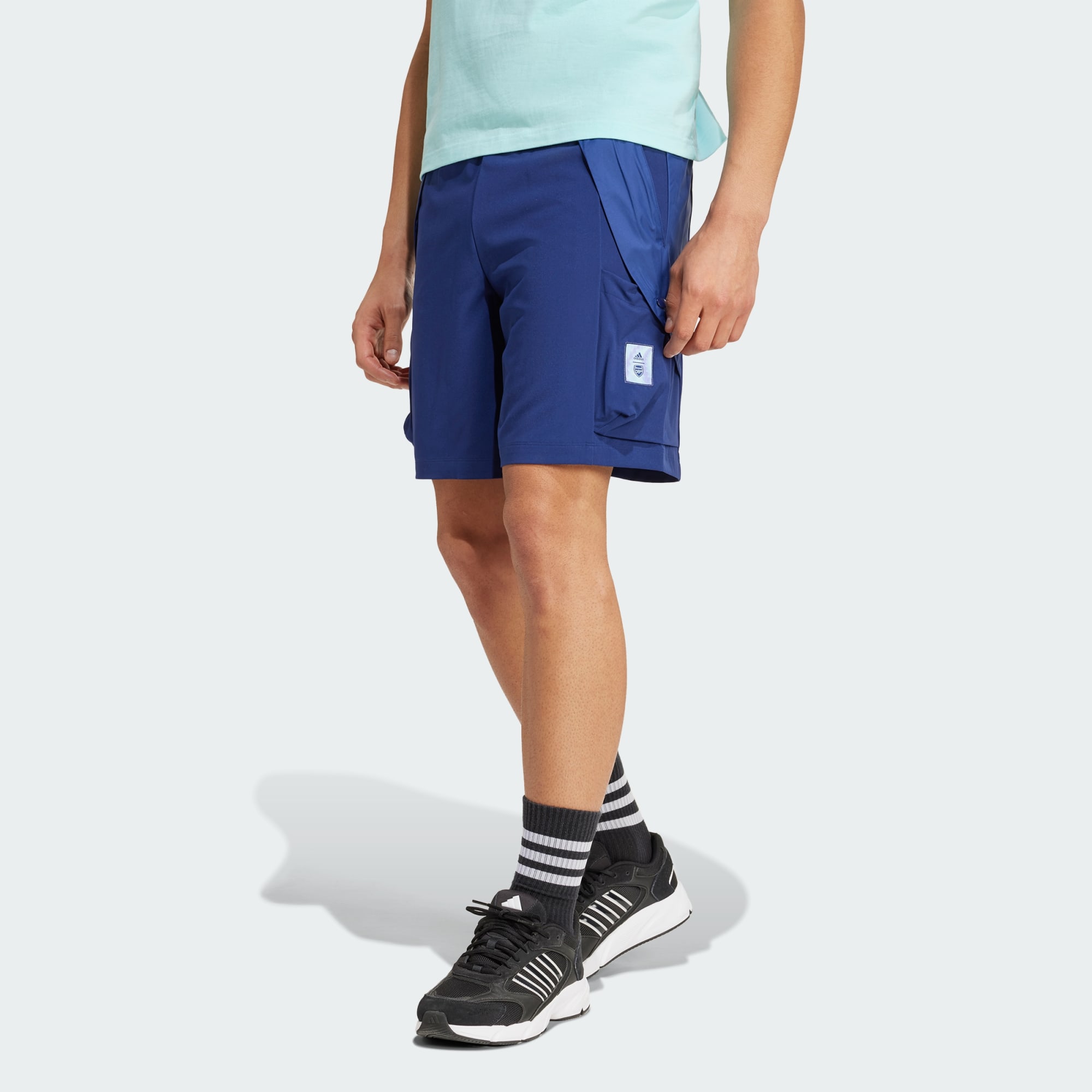 ADIDAS Performance Mens Arsenal Seasonal Cargo Shorts - Blue Recycled Material - Sma